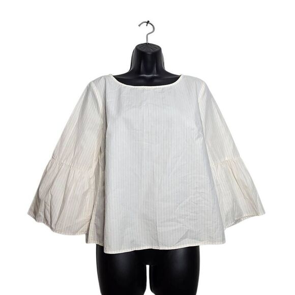 Madewell Blouse Women's Size Medium Bell Sleeve Stripe Popover Top - Picture 1 of 6